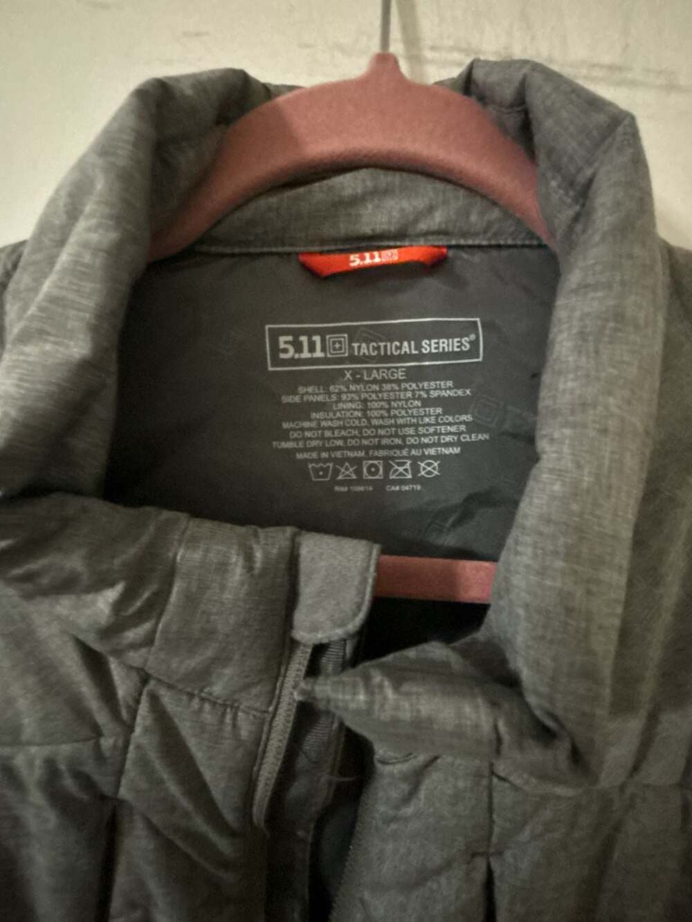 5.11 Tactical Series Gray Vest Size X-Large Insulated Puffer Jacket